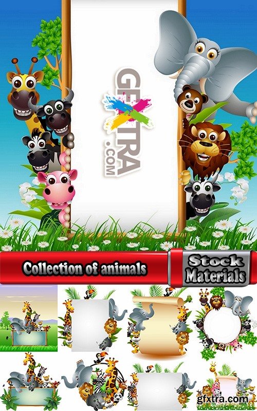 Collection of animals in the company of the frame 25 EPS