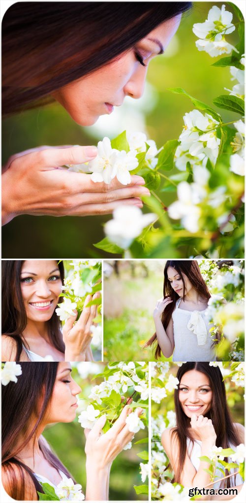 Beautiful girl with jasmine flowers