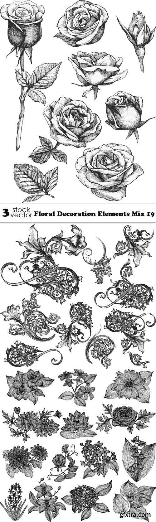 Vectors - Floral Decoration Elements Mix 19