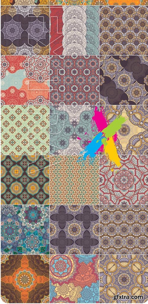 Ethnic seamless patterns backgrounds vector 4
