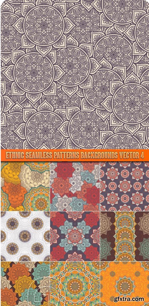 Ethnic seamless patterns backgrounds vector 4