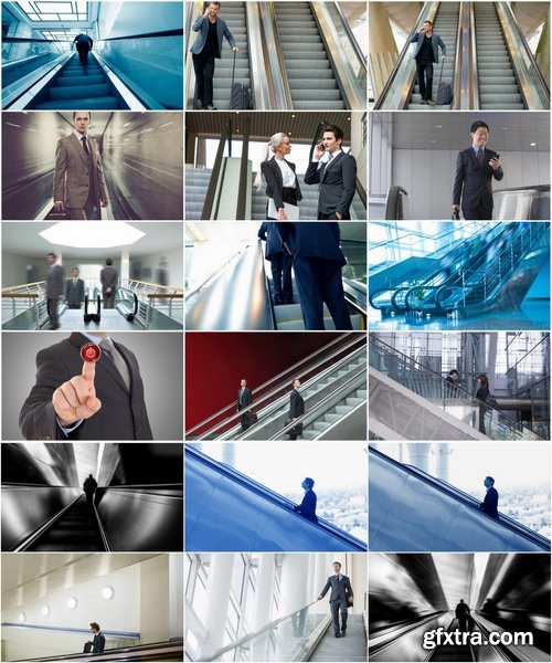 Collection a businessman man man on the escalator stairs 25 HQ Jpeg