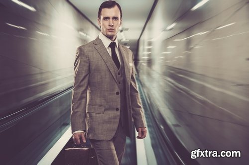 Collection a businessman man man on the escalator stairs 25 HQ Jpeg