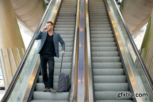 Collection a businessman man man on the escalator stairs 25 HQ Jpeg