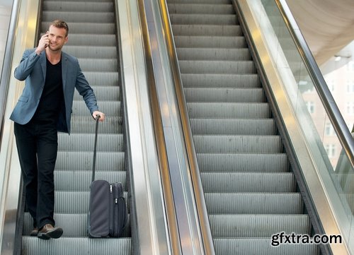 Collection a businessman man man on the escalator stairs 25 HQ Jpeg