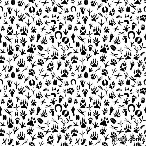 Collection icon animal footprint paw print vector image 25 EPS