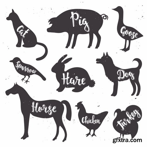 Collection icon animal footprint paw print vector image 25 EPS