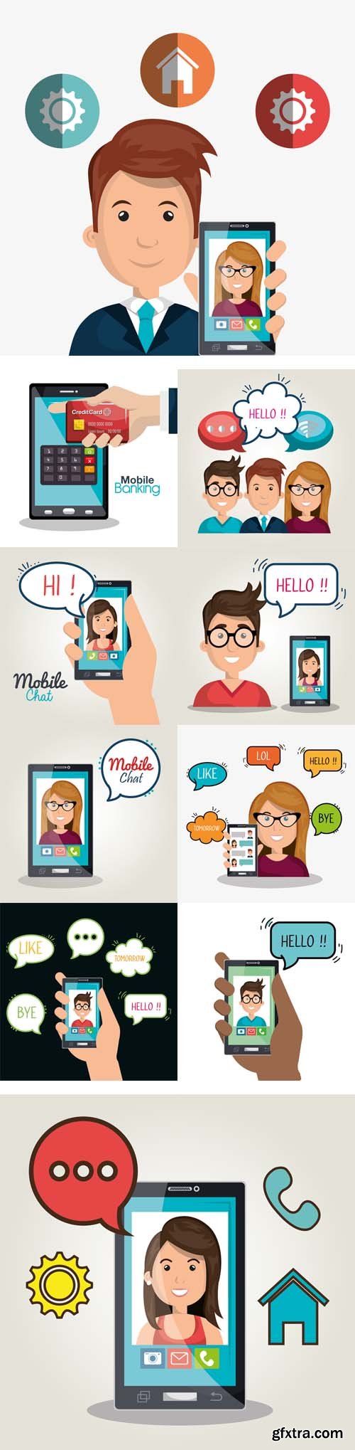 Vector Set - Mobile Chat Design