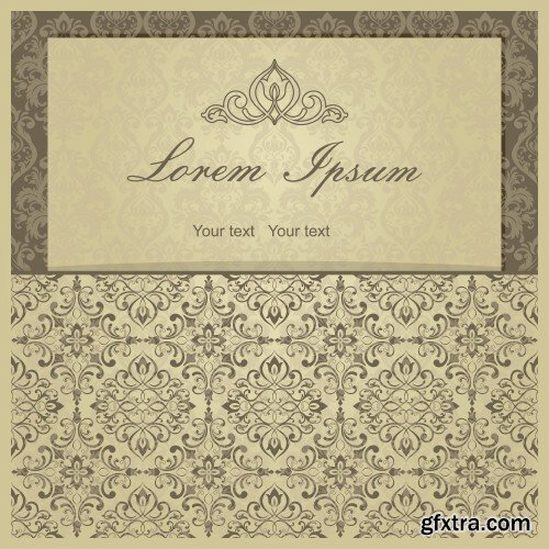 Vintage invitation, vector backgrounds with patterns and ornaments