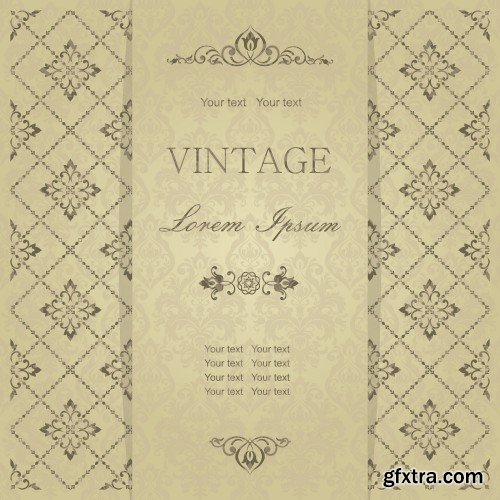 Vintage invitation, vector backgrounds with patterns and ornaments