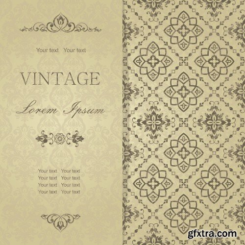 Vintage invitation, vector backgrounds with patterns and ornaments