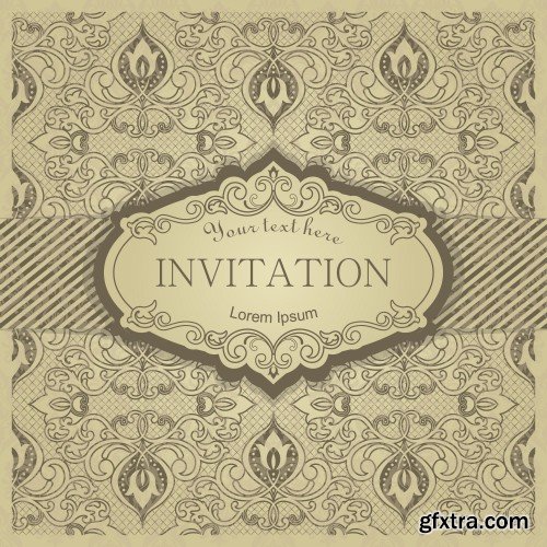 Vintage invitation, vector backgrounds with patterns and ornaments