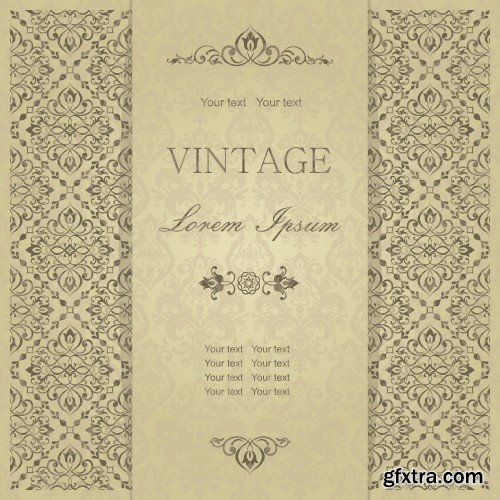 Vintage invitation, vector backgrounds with patterns and ornaments