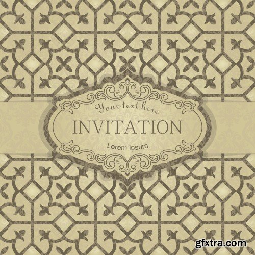 Vintage invitation, vector backgrounds with patterns and ornaments