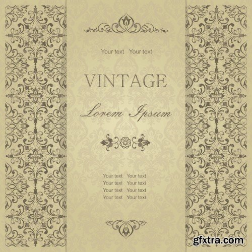 Vintage invitation, vector backgrounds with patterns and ornaments