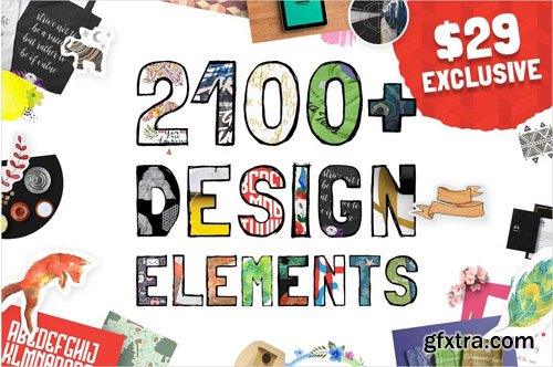 Exclusive Huge Bundle 2100+ Design Elements And 11 Fonts