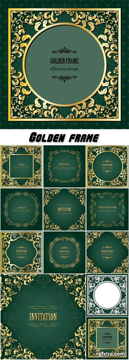 Golden frame, vector invitation