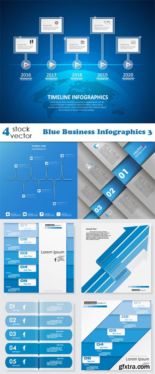 Vectors - Blue Business Infographics 3