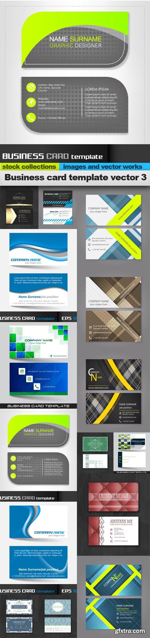 Business card template vector 3, 15 x EPS
