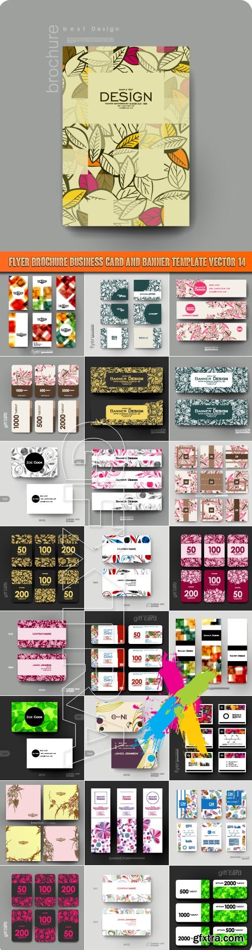 Flyer brochure business card and banner template vector 14