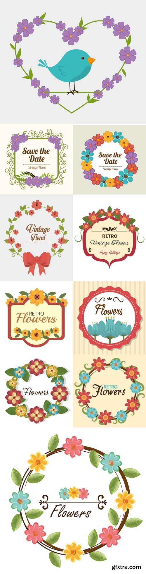 Vector Set - Flower Frame Design