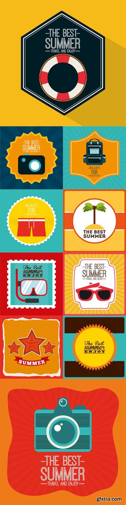 Vector Set - Flat Summer Vacations Sings