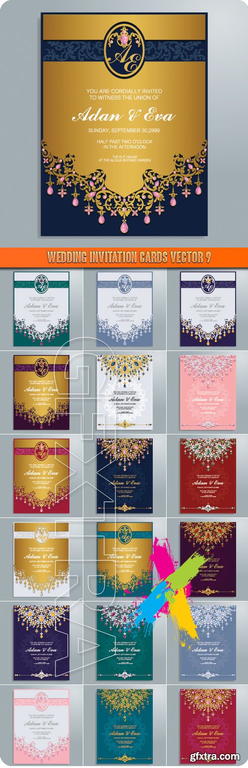 Wedding invitation cards vector 9