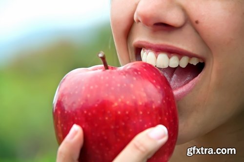 Collection of woman eating an apple woman beautiful smile 25 HQ Jpeg