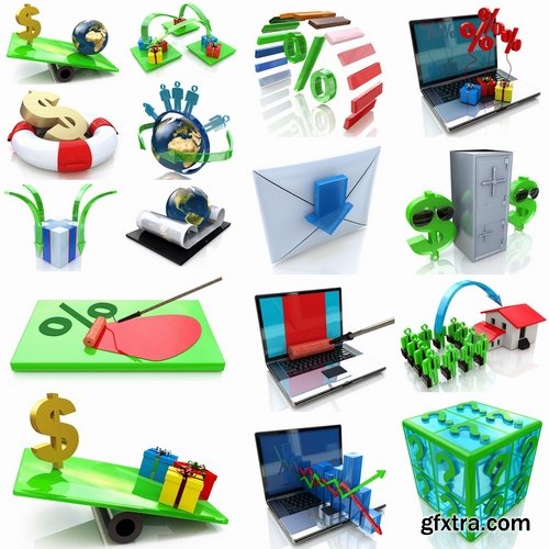 Collection 3D render illustration business 25 HQ Jpeg