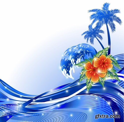 Collection travel vacation beach vacation drink juice vector image 2-25 EPS