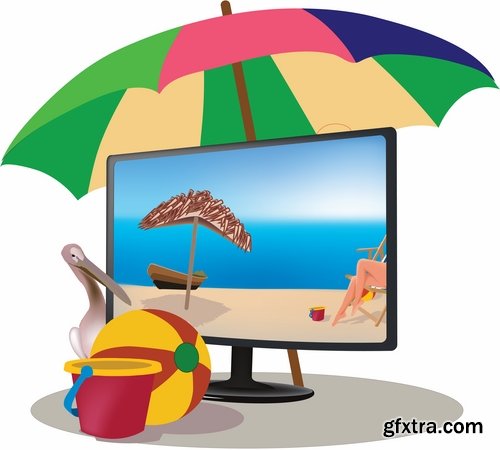 Collection travel vacation beach vacation drink juice vector image 2-25 EPS