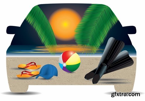 Collection travel vacation beach vacation drink juice vector image 2-25 EPS