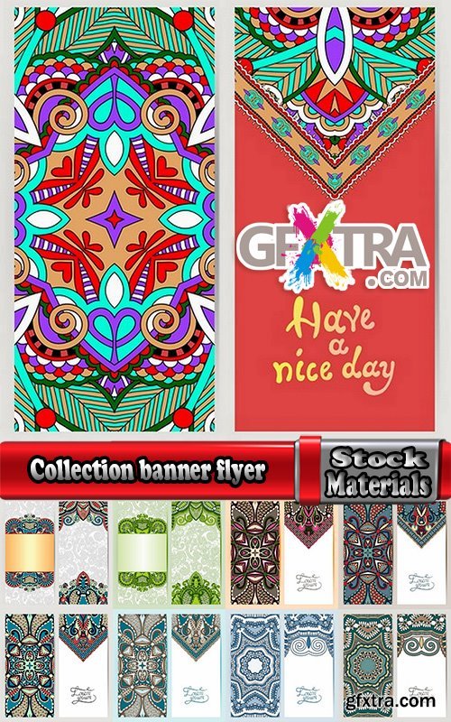 Collection banner flyer template ethnicity calligraphic drawing decoration 4-25 EPS