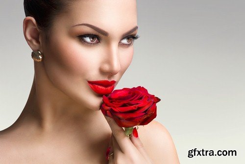 Girl's face and flower