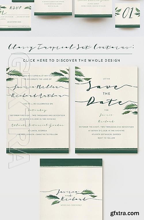 CM - Classy Tropical Wedding Invitation 614599