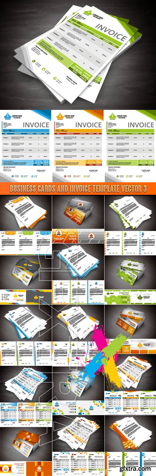 Business cards and invoice template vector 3