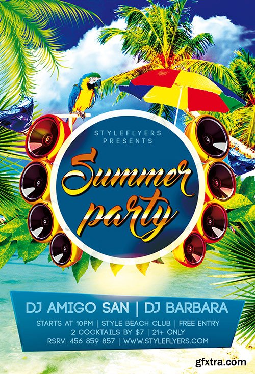 Summer Party PSD Flyer Template + Facebook Cover