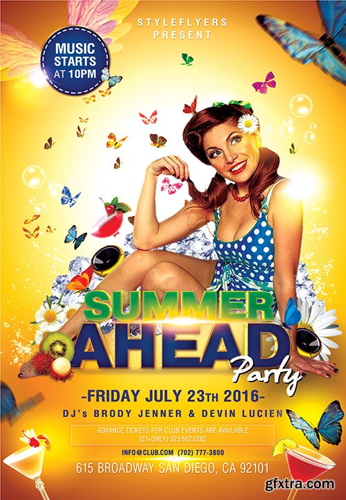 Summer Ahead Party PSD Flyer Template + Facebook Cover