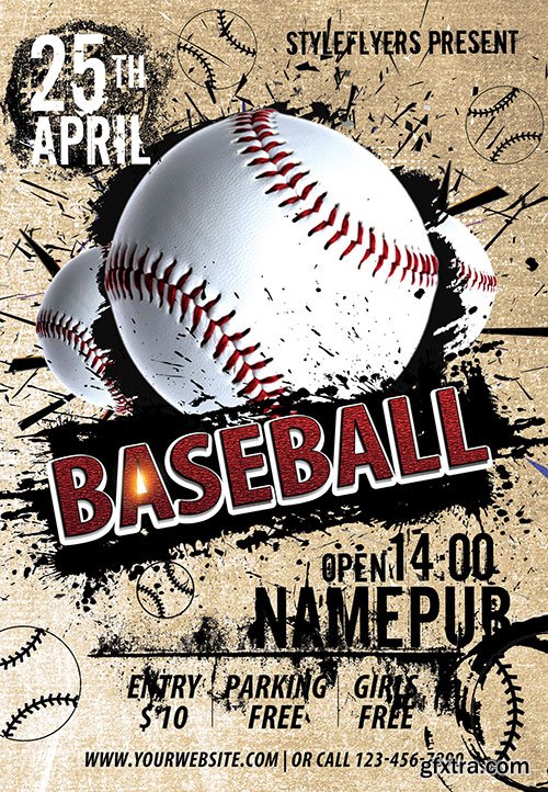 Baseball PSD Flyer Template + Facebook Cover