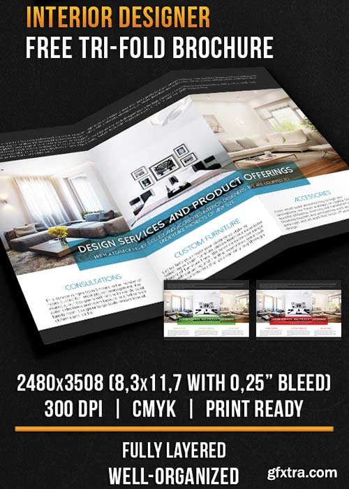 Interior Designer Tri-Fold Brochure PSD Template