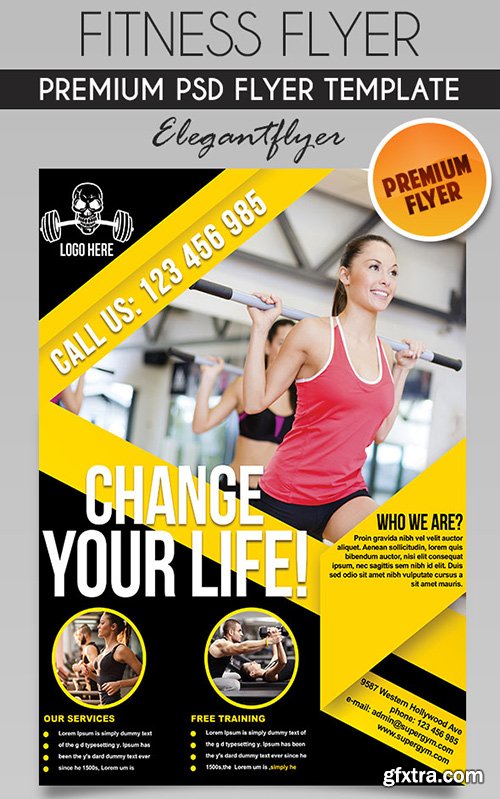 Fitness Flyer Flyer PSD Template + Facebook Cover