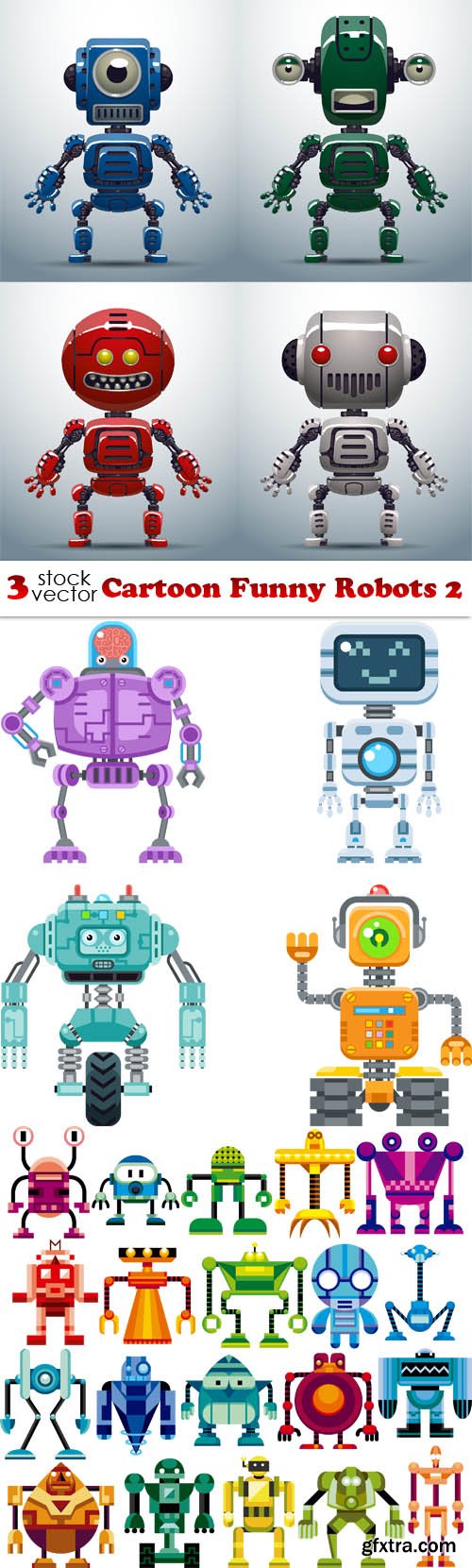 Vectors - Cartoon Funny Robots 2