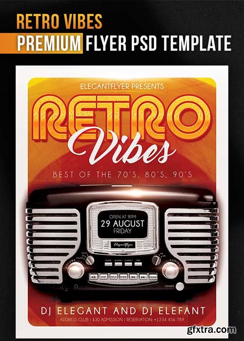 Retro Vibes – Flyer PSD Template + Facebook Cover
