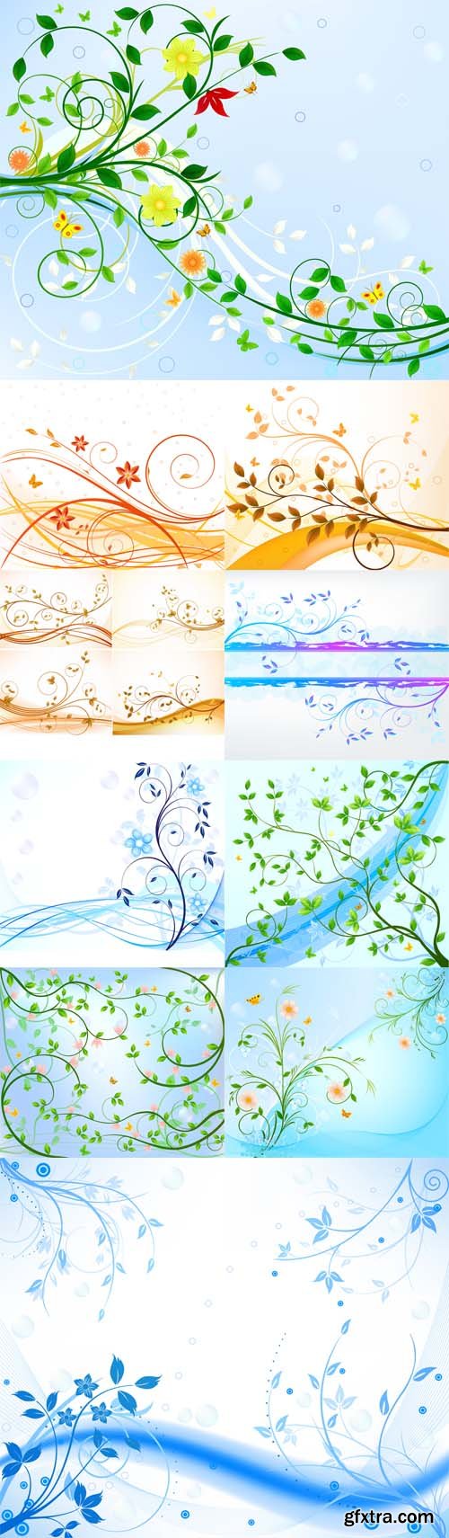 Vector Set - Spring Floral Abstract Backgrounds