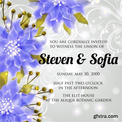 Wedding card or invitation with abstract floral background