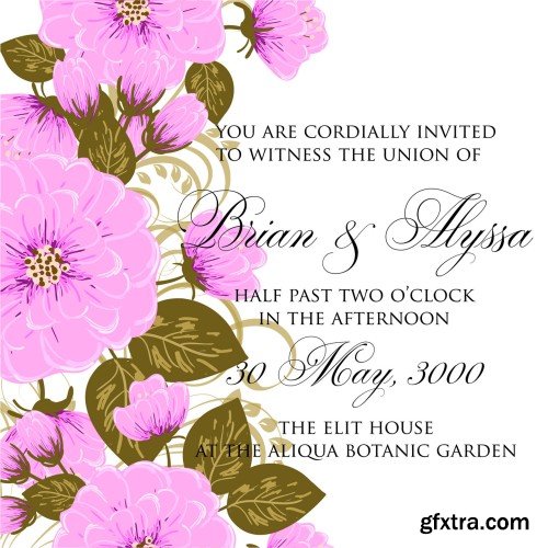 Wedding card or invitation with abstract floral background