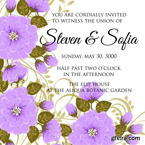 Wedding card or invitation with abstract floral background