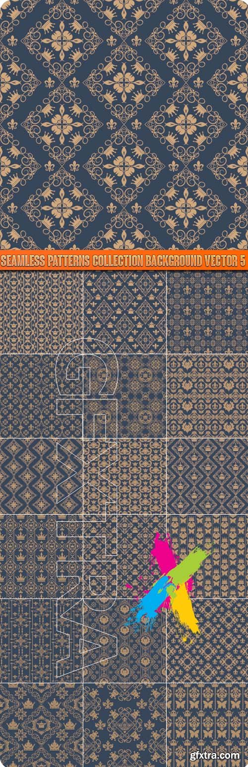 Seamless patterns collection background vector 5