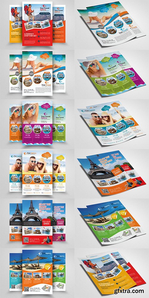 CreativeMarket 6 Tour Travel Agency Flyers Bundle 605926