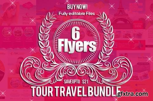 CreativeMarket 6 Tour Travel Agency Flyers Bundle 605926